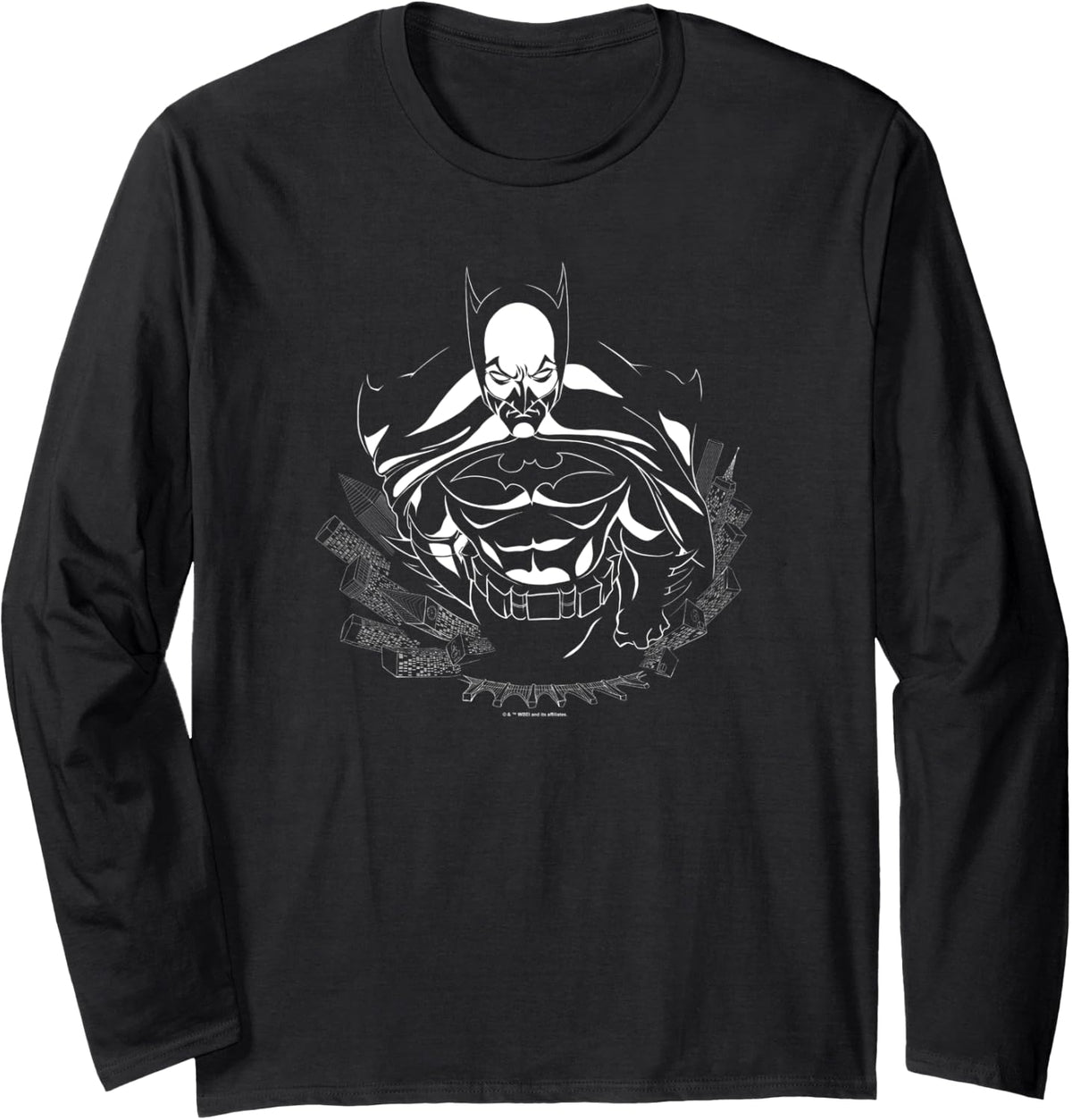 WB100 DC Comics Batman Dark Knight Line Art Portrait Long Sleeve Long Sleeve T Shirt Comfort Fit Fan Favorite