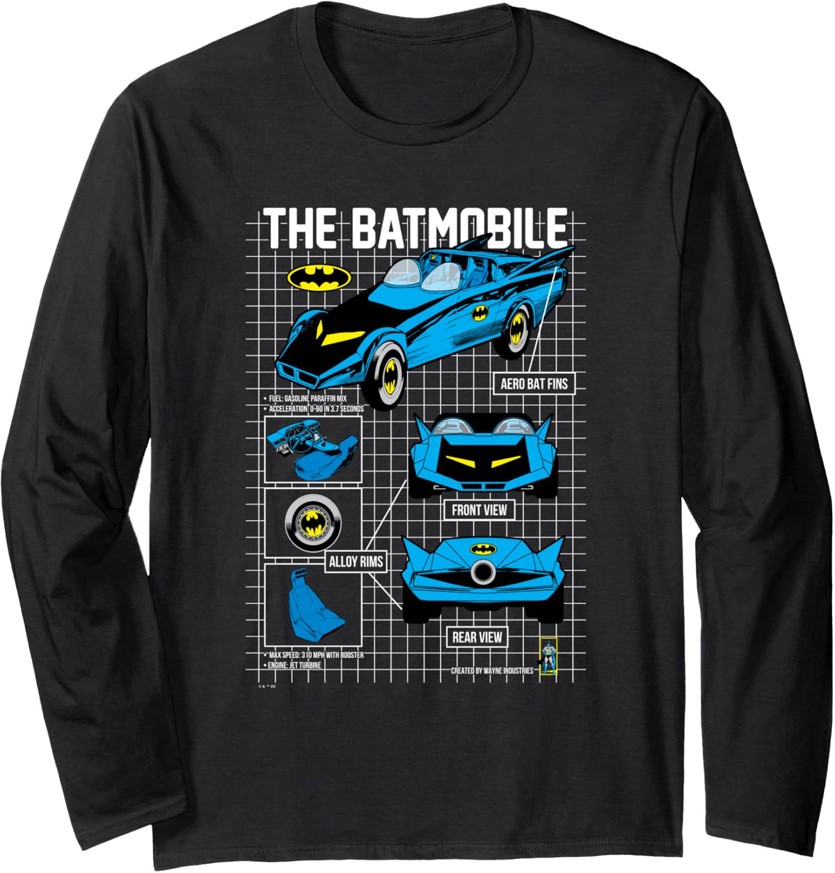 DC Comics Batman The Batmobile 1985 Schematics Poster Long Sleeve Long Sleeve T Shirt Viral TikTok Find Hot Right Now