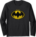 The Flash Movie Batman Logo Distressed Long Sleeve Long Sleeve T Shirt Comfort Fit Everyday Wear