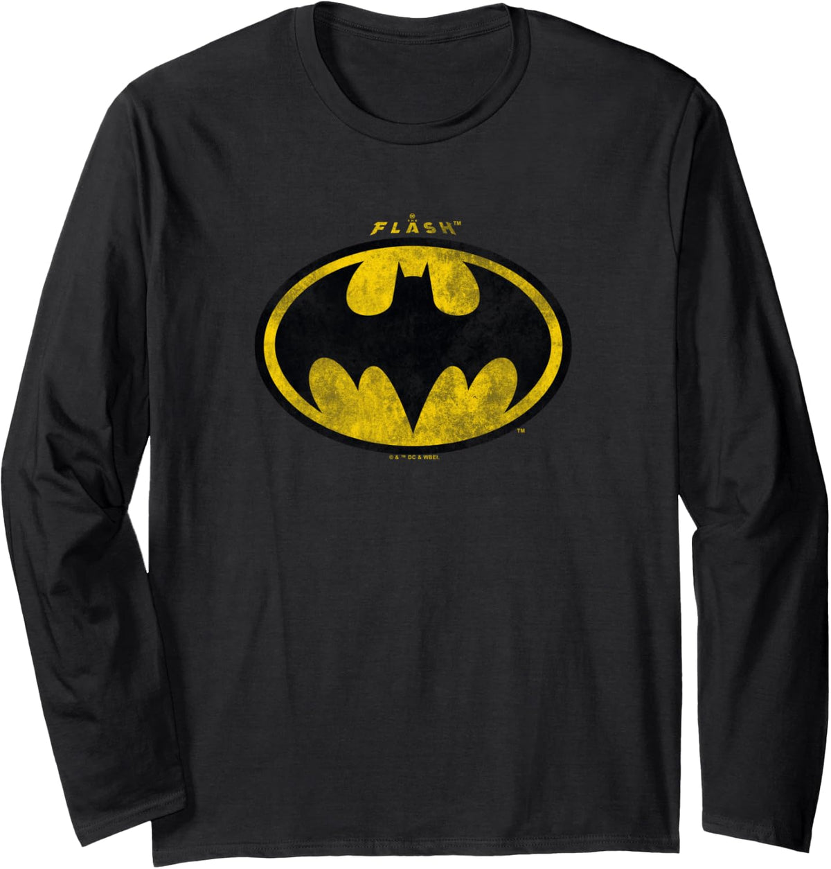 The Flash Movie Batman Logo Distressed Long Sleeve Long Sleeve T Shirt Comfort Fit Everyday Wear