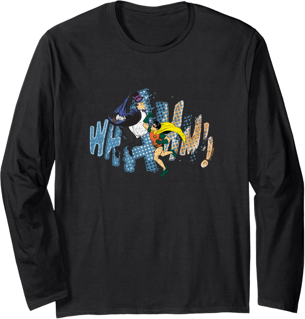 Batman Vintage Robin Penguin Distressed Comic Whamm Long Sleeve Long Sleeve T Shirt Comfort Fit Best Seller Look