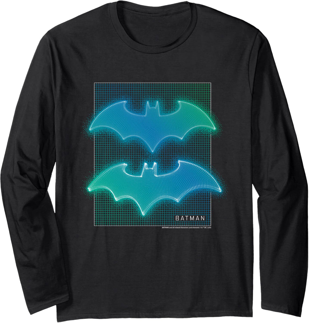 Batman Bat Symbol Neon Blue Gradient Long Sleeve Long Sleeve T Shirt Viral TikTok Find Best Seller Look