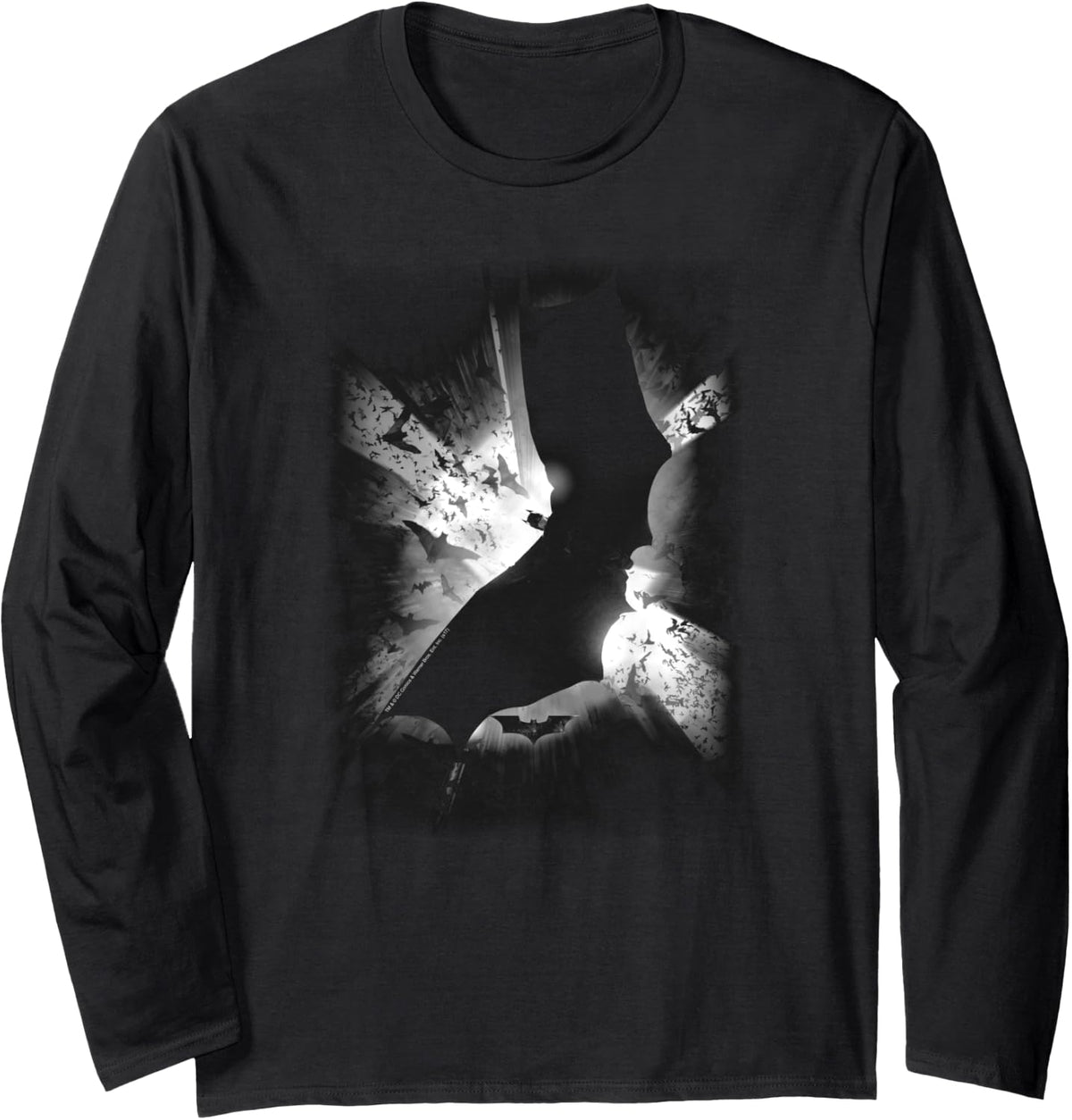 Batman Begins Black White Poster Longsleeve T Shirt Long Sleeve Long Sleeve T Shirt Premium Print Hot Right Now