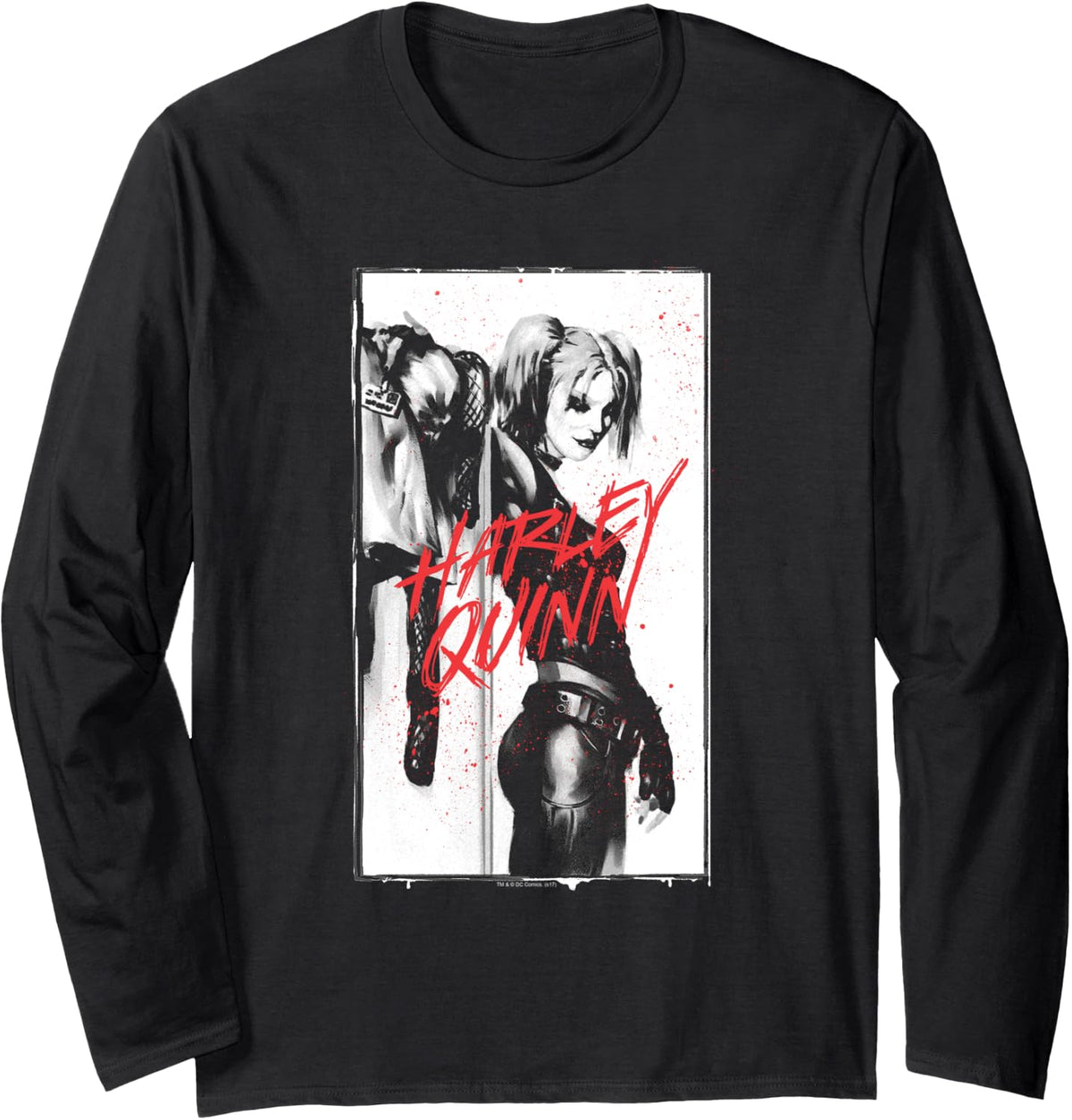 Batman Harley Quinn Inked Quinn Black Long Sleeve Long Sleeve T Shirt Premium Print Everyday Wear