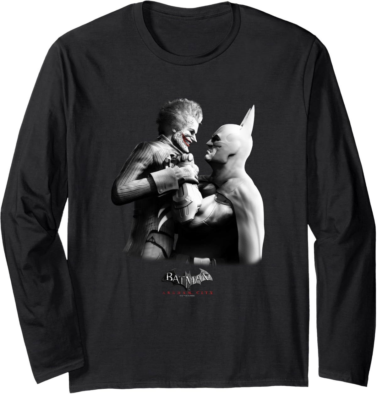 Batman Arkham City Joker The Dark Knight Distressed Long Sleeve Long Sleeve T Shirt Comfort Fit Hot Right Now