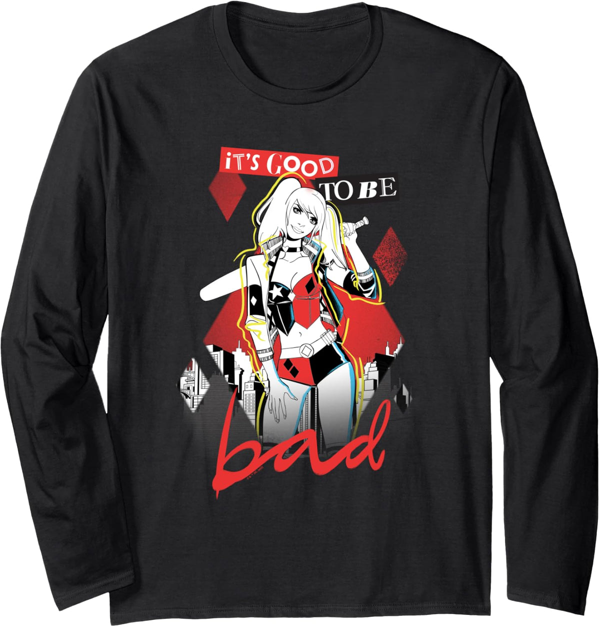 Batman Harley Quinn Good to be Bad Long Sleeve Long Sleeve T Shirt Premium Print Fan Favorite