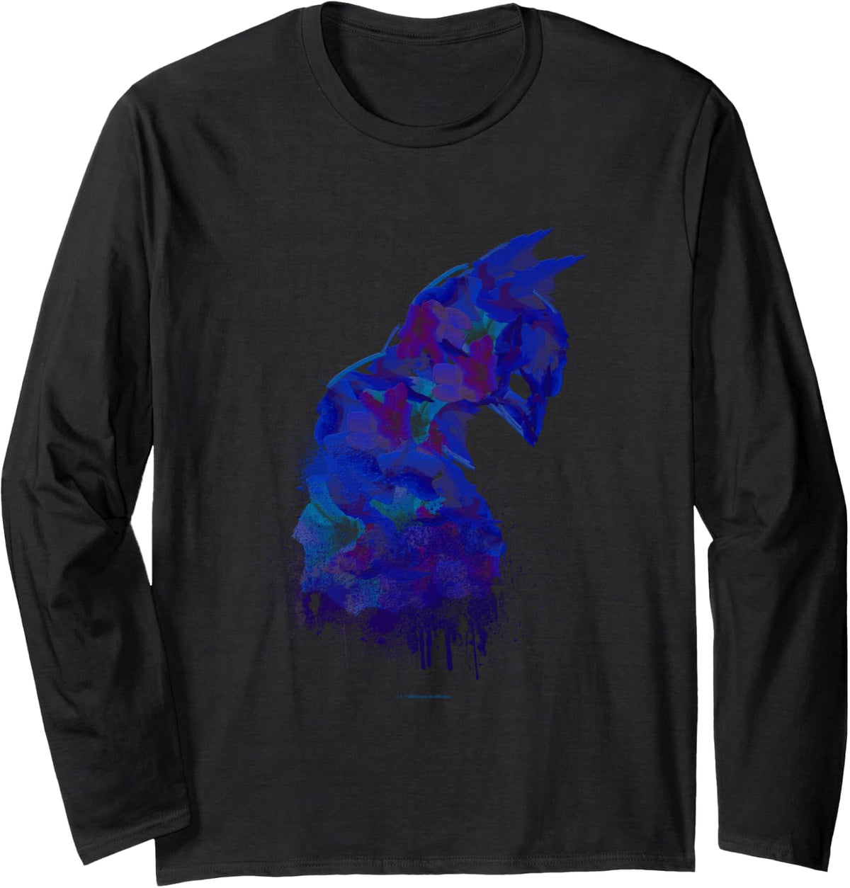 WB100 DC Comics Batman Classic Dark Knight Painted Portrait Long Sleeve Long Sleeve T Shirt Comfort Fit Everyday Wear