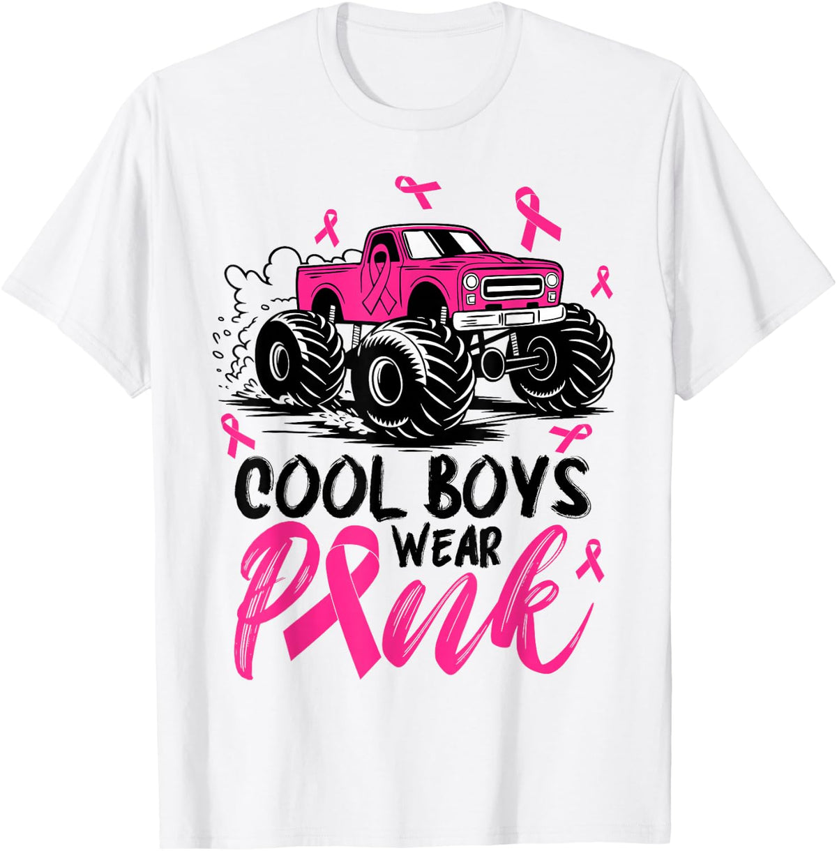 Monster Truck Cool Boys Wear Pink Breast Cancer Awareness Apparel | Premium Quality | Aesthetic Design