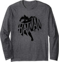 DC Comics Batman Dark Knight Text Silhouette Long Sleeve Long Sleeve T Shirt Streetwear Style Best Seller Look
