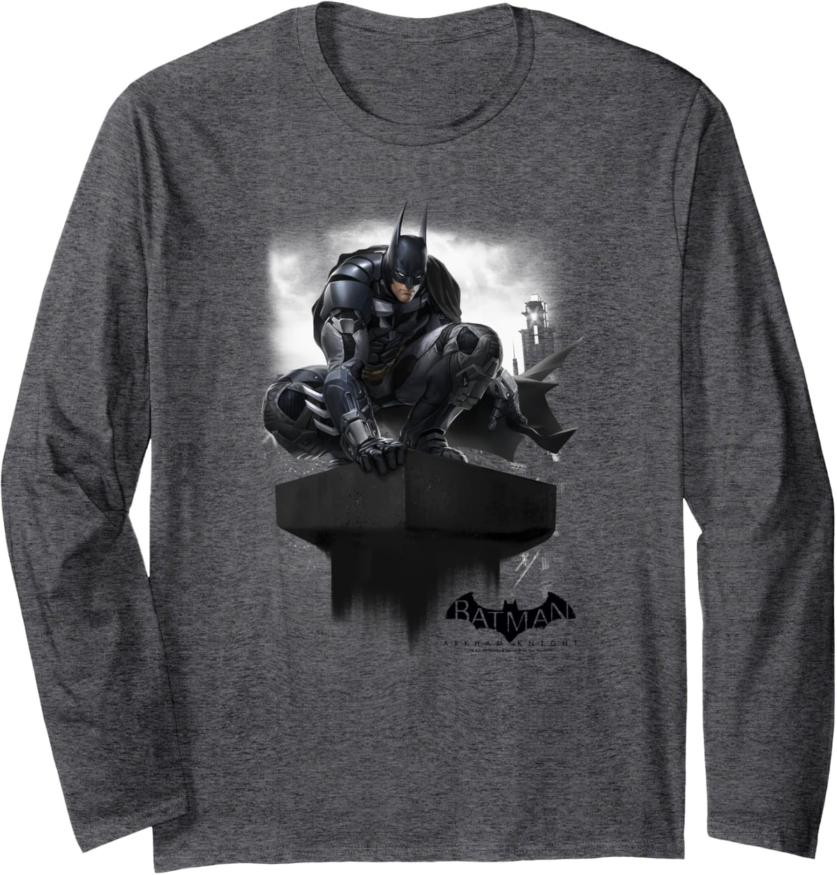 Batman Arkham Knight Perched Longsleeve T Shirt Long Sleeve Long Sleeve T Shirt Comfort Fit Best Seller Look