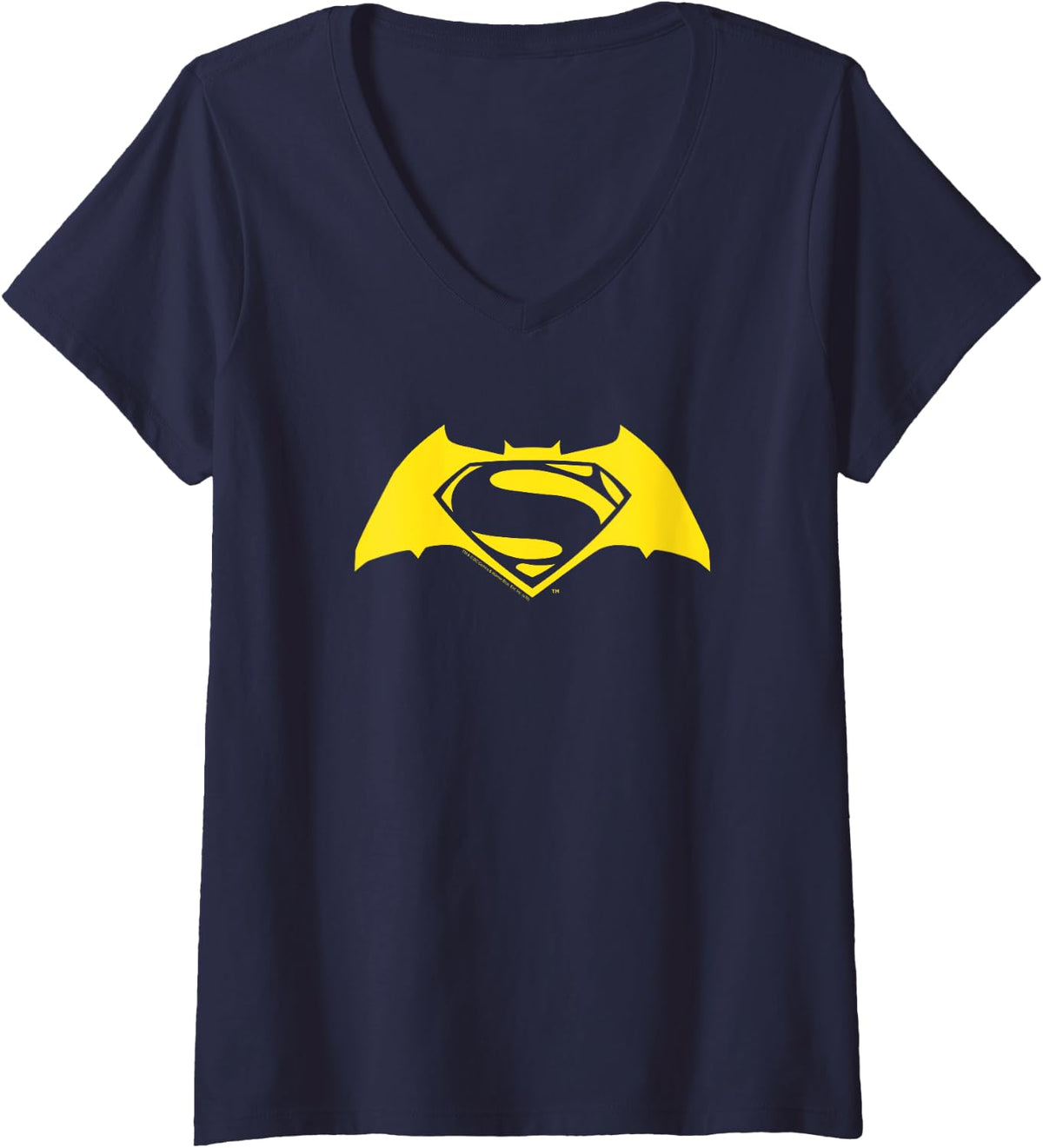 Womens Batman v Superman Simple Yellow Logo V Neck Apparel Streetwear Style Fan Favorite