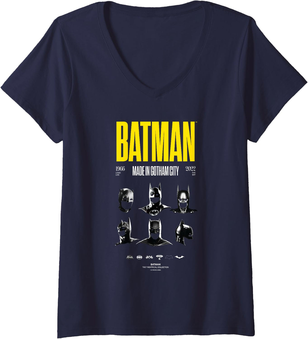 Womens DC Comics Batman Long Live The Bat 1966 To 2022 Head Shots V Neck Apparel Viral TikTok Find Fan Favorite