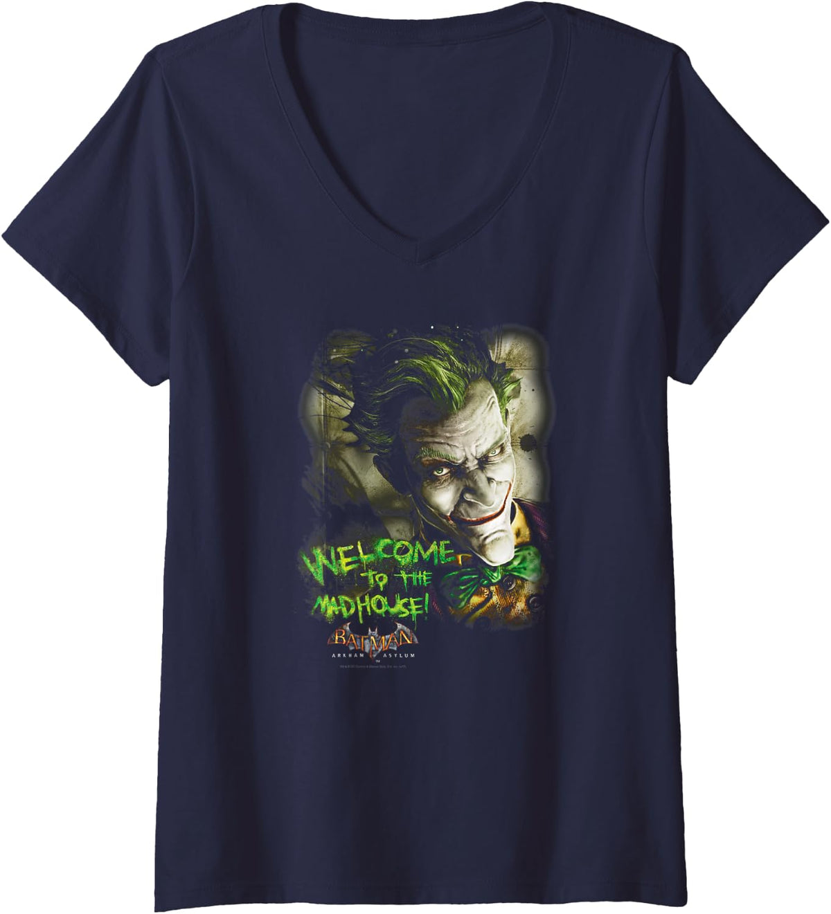 Womens Batman Arkham Asylum Joker Welcome to the Madhouse V Neck Apparel Viral TikTok Find US Top Pick