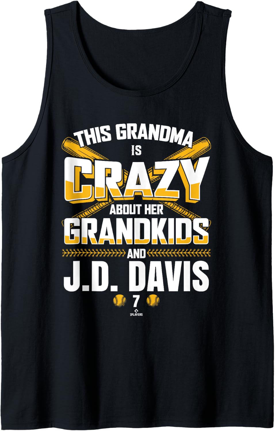 Grandma Crazy for J.D. Davis Oakland Baseball MLBPA Tank Top Tank Top | Aesthetic Design