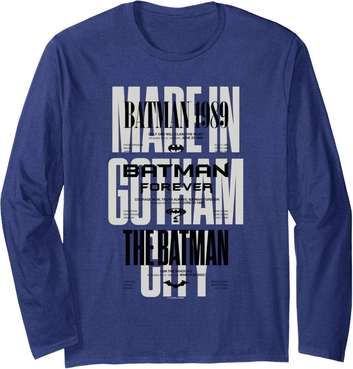 DC Comics Batman Made In Gotham Classic Movie Quotes Long Sleeve Long Sleeve T Shirt Comfort Fit Fan Favorite