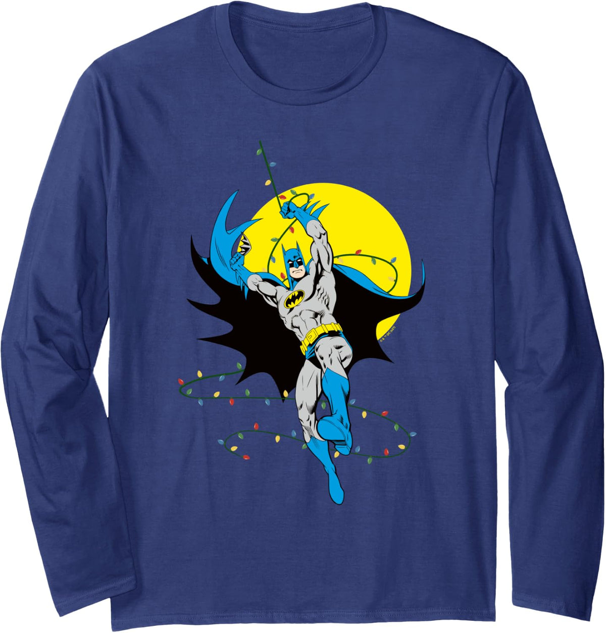 DC Comics Batman Christmas Lights Action Swing Long Sleeve Long Sleeve T Shirt Streetwear Style Everyday Wear