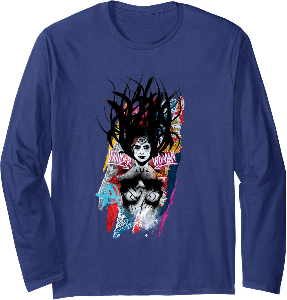 DC Batman V Superman Wonder Woman Graffiti Hair Long Sleeve Long Sleeve T Shirt Trending US Gift Ready