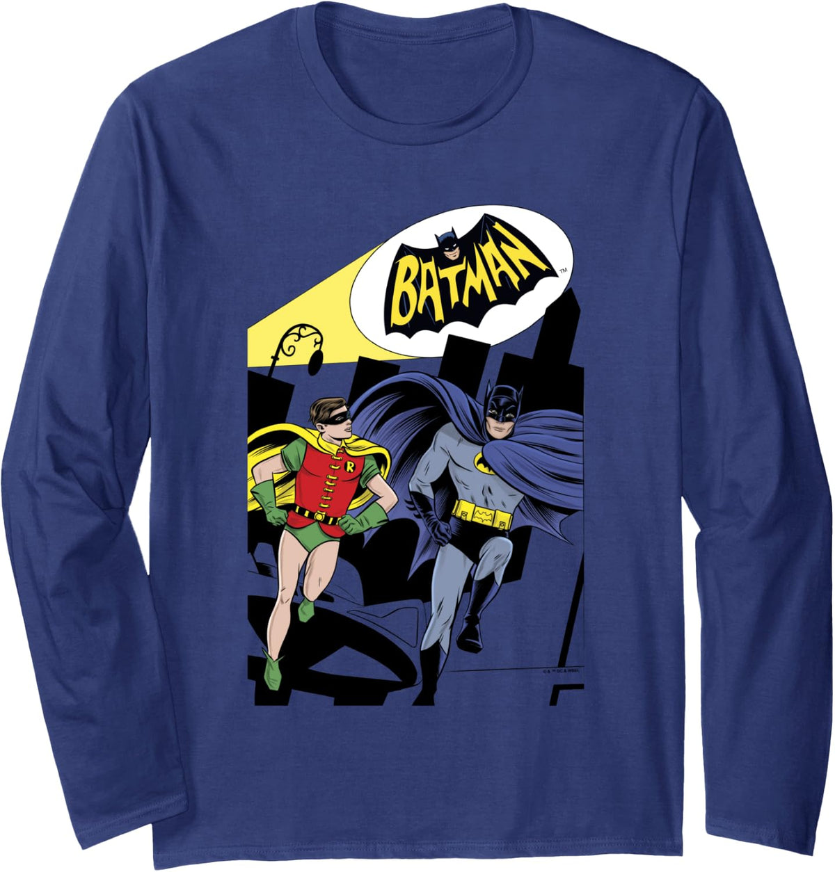 Batman Vintage Classic Batman Robin Comic Spotlight Heroes Long Sleeve Long Sleeve T Shirt Streetwear Style Hot Right No
