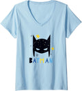 Womens DC Comics Batman Vintage Retro Stars Mask Neon Sketch Logo V Neck Apparel Viral TikTok Find Hot Right Now