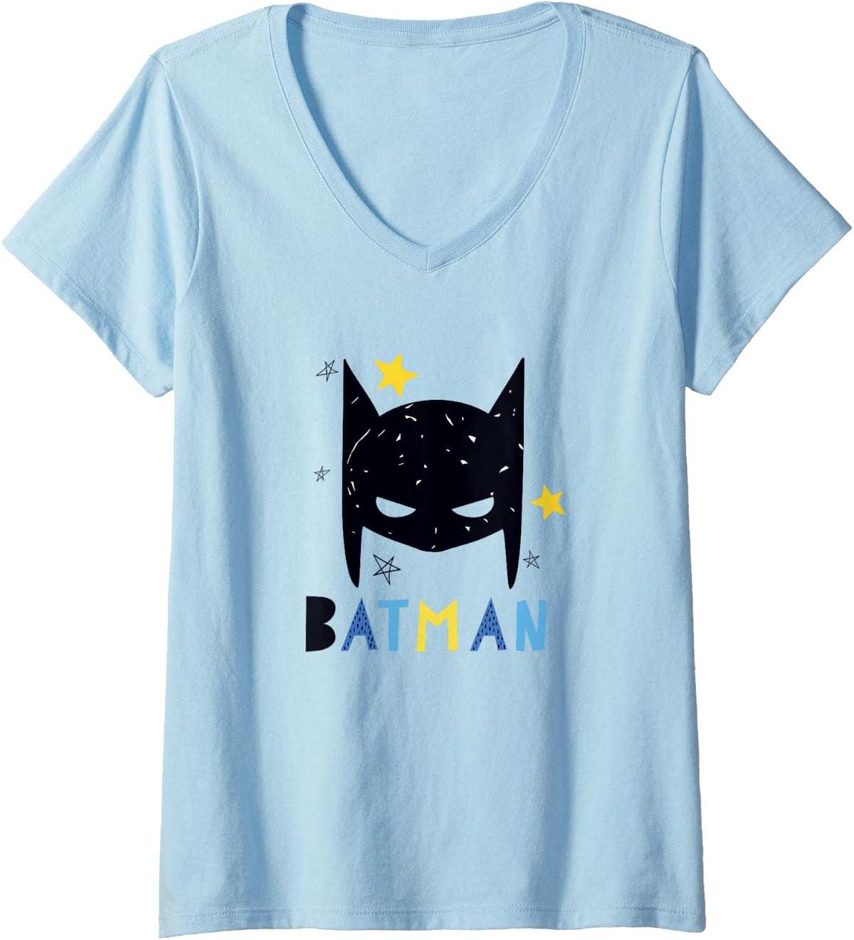 Womens DC Comics Batman Vintage Retro Stars Mask Neon Sketch Logo V Neck Apparel Viral TikTok Find Hot Right Now