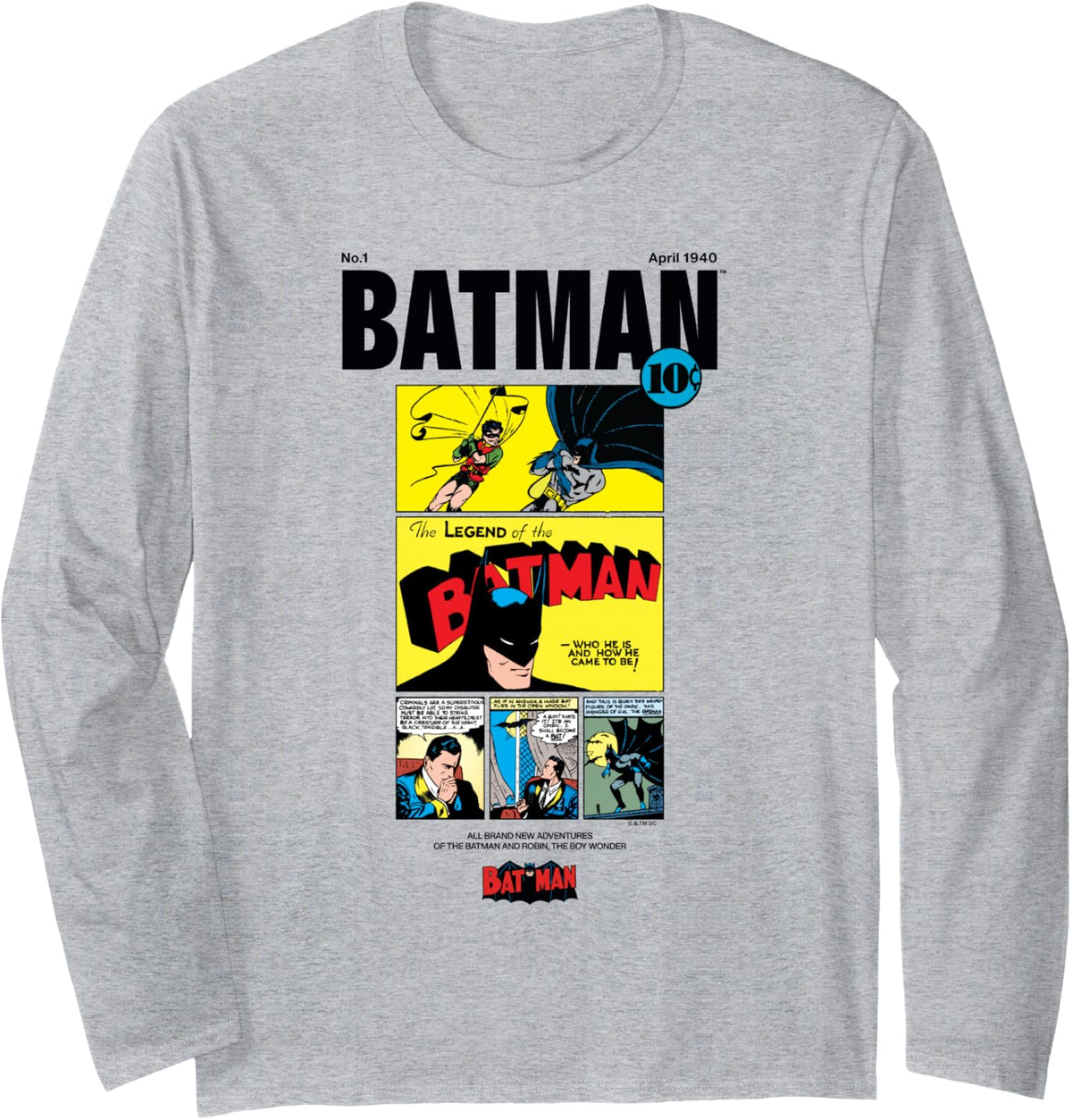 DC Comics Batman The legend Of The Batman Classic Comic Long Sleeve Long Sleeve T Shirt Comfort Fit Hot Right Now
