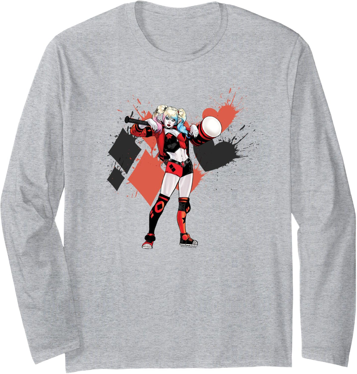 Batman Harley Quinn Diamonds and Hearts Long Sleeve Long Sleeve T Shirt High Search Demand Best Seller Look
