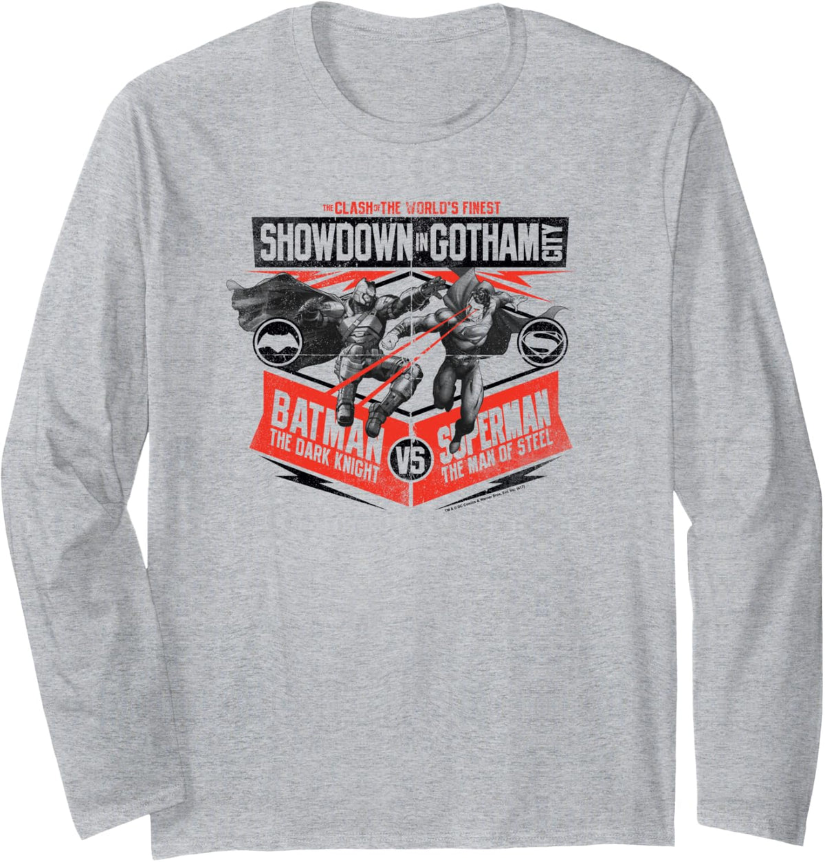 Batman v Superman Showdown in Gotham Long Sleeve Long Sleeve T Shirt Streetwear Style US Top Pick