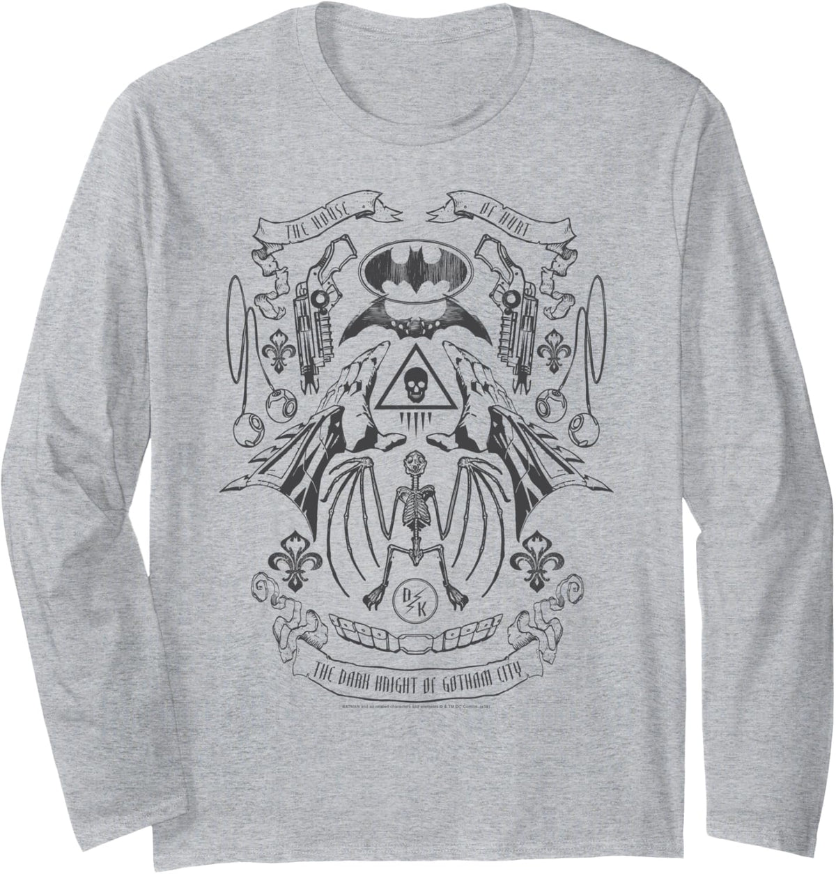DC Comics Batman Utility Belt Layout Long Sleeve Long Sleeve T Shirt Comfort Fit US Top Pick