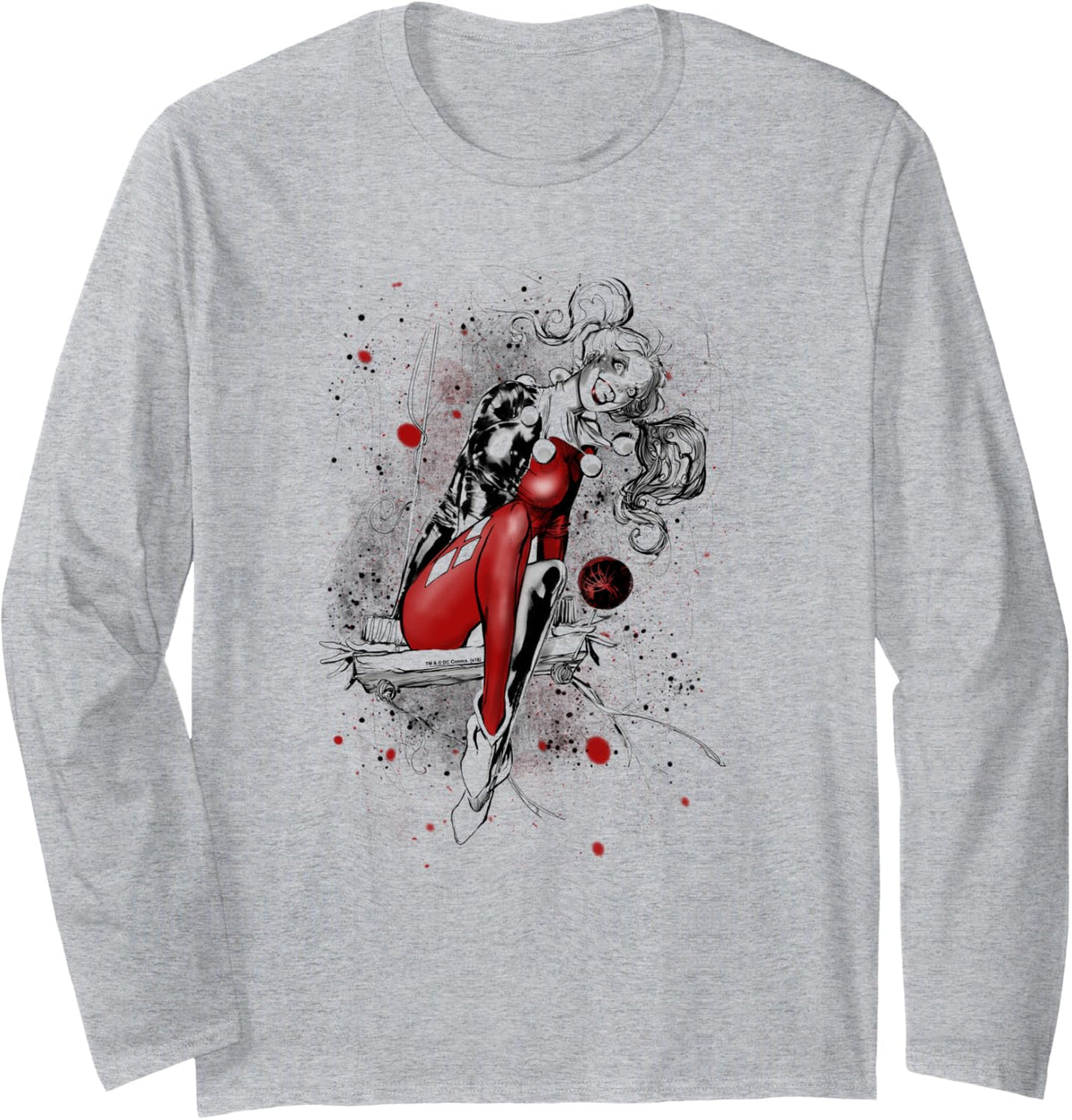 Batman Harley Quinn Sketch Long Sleeve Long Sleeve T Shirt Premium Print Best Seller Look