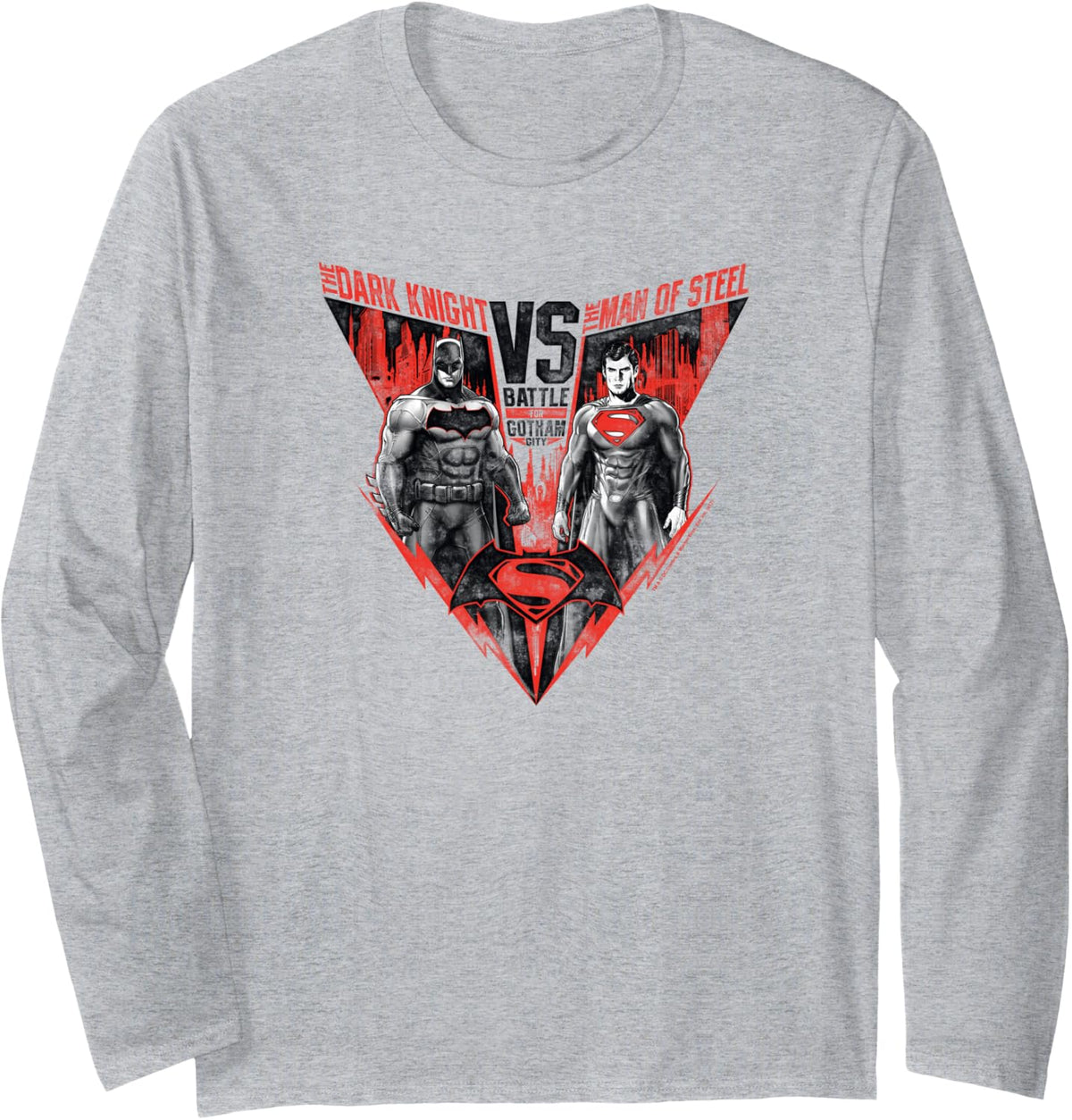 Batman v Superman Battle for Gotham Longsleeve T Shirt Long Sleeve Long Sleeve T Shirt Trending US Everyday Wear