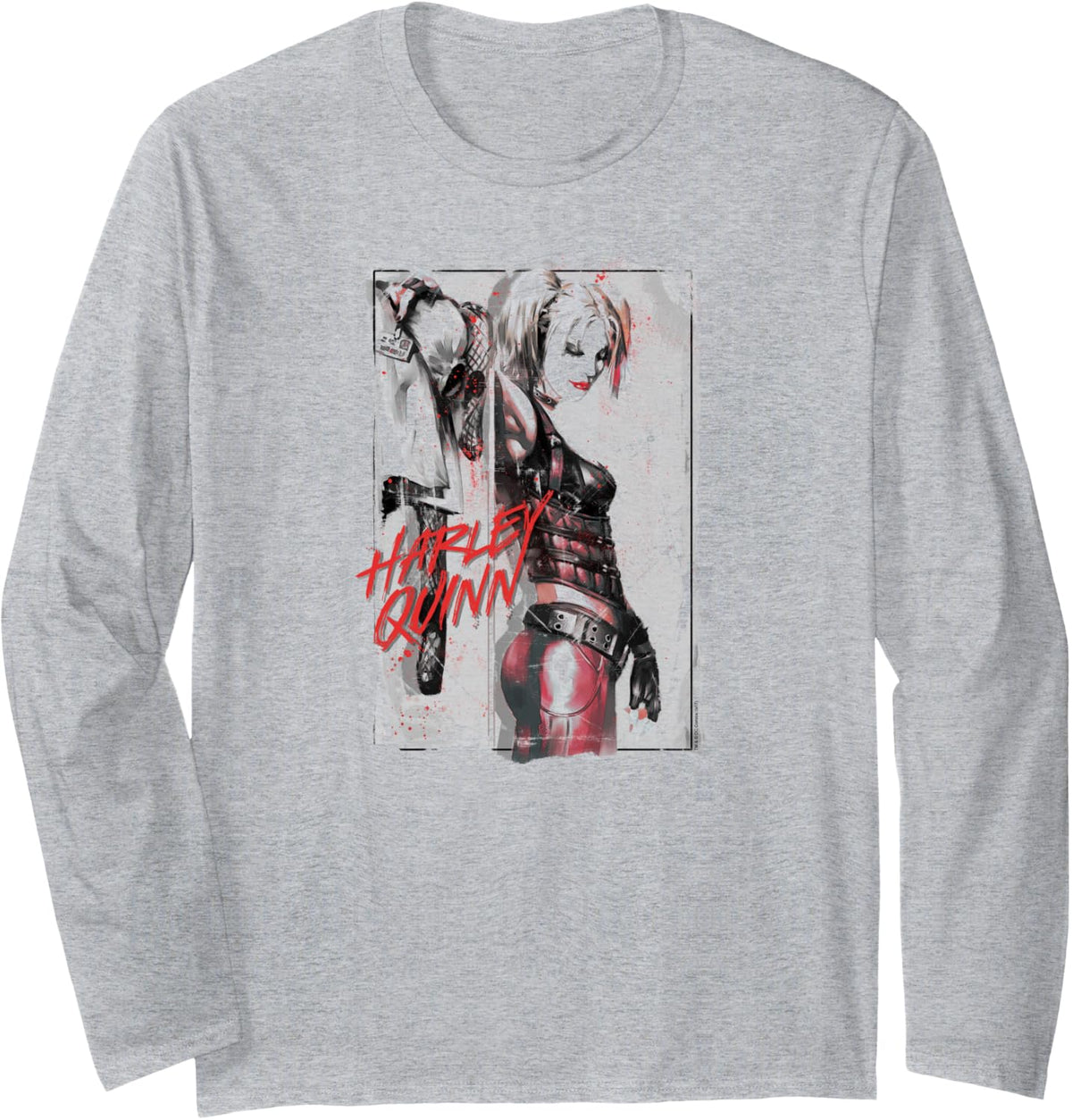 Batman Harley Quinn Ink Wash Long Sleeve Long Sleeve T Shirt Comfort Fit Everyday Wear