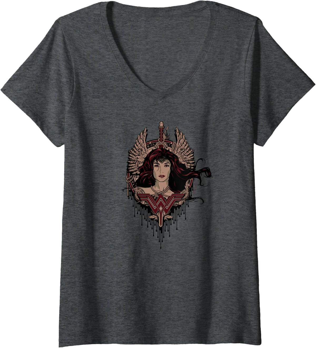Womens Batman v Superman Wonder Woman Winged Goddess V Neck Apparel Trending US Everyday Wear