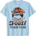 Messy Bun Spooky 7th Grade Teacher Pumpkin Halloween Bat Men Women Apparel Viral TikTok Find Hot Right Now