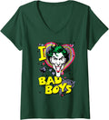 Womens Batman The Joker Joker I Heart Bad Boys V Neck Apparel High Search Demand US Top Pick
