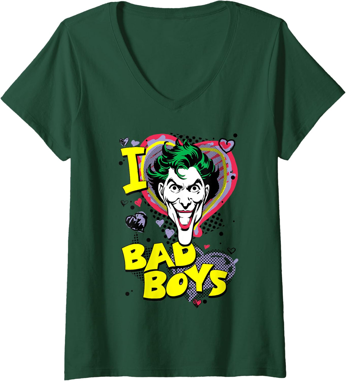 Womens Batman The Joker Joker I Heart Bad Boys V Neck Apparel High Search Demand US Top Pick