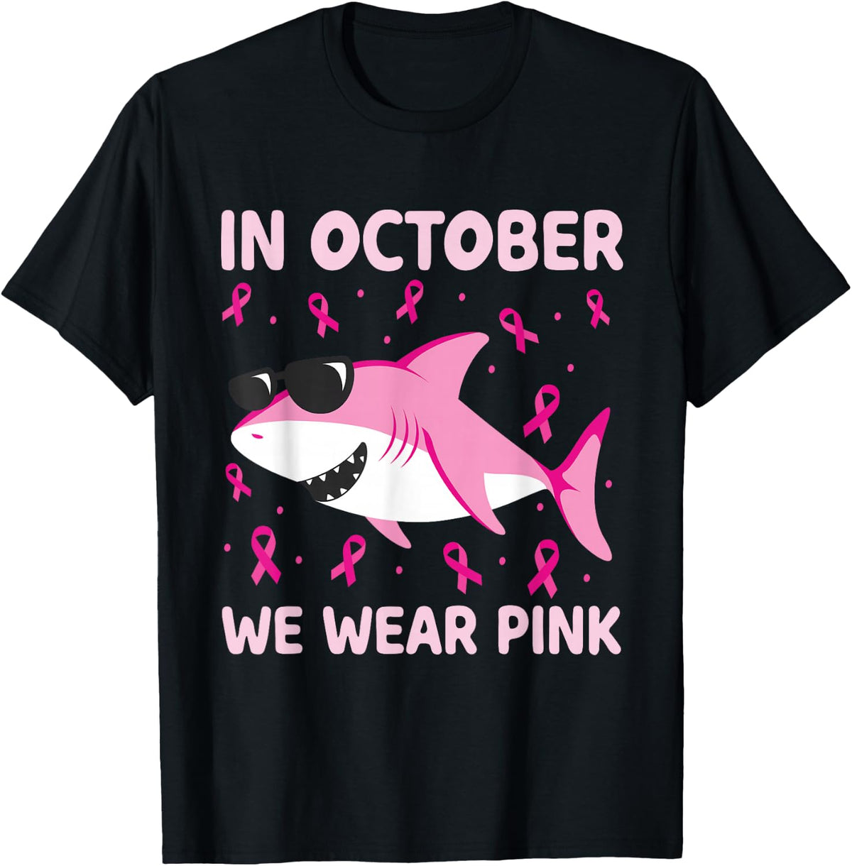 Breast Cancer Shirts Kids Shark In October We Wear Pink Boys T-Shirt | Premium Quality | Aesthetic Design