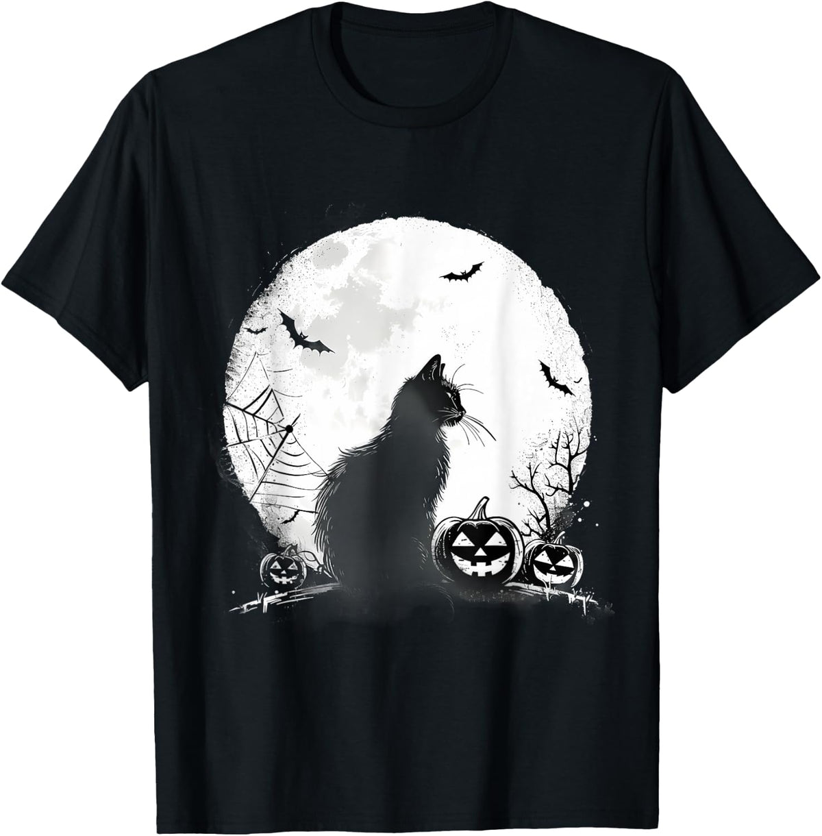 Black Cat Halloween Costume Pumpkin Spider Web Bats Men Women Kids Apparel Streetwear Style Gift Ready