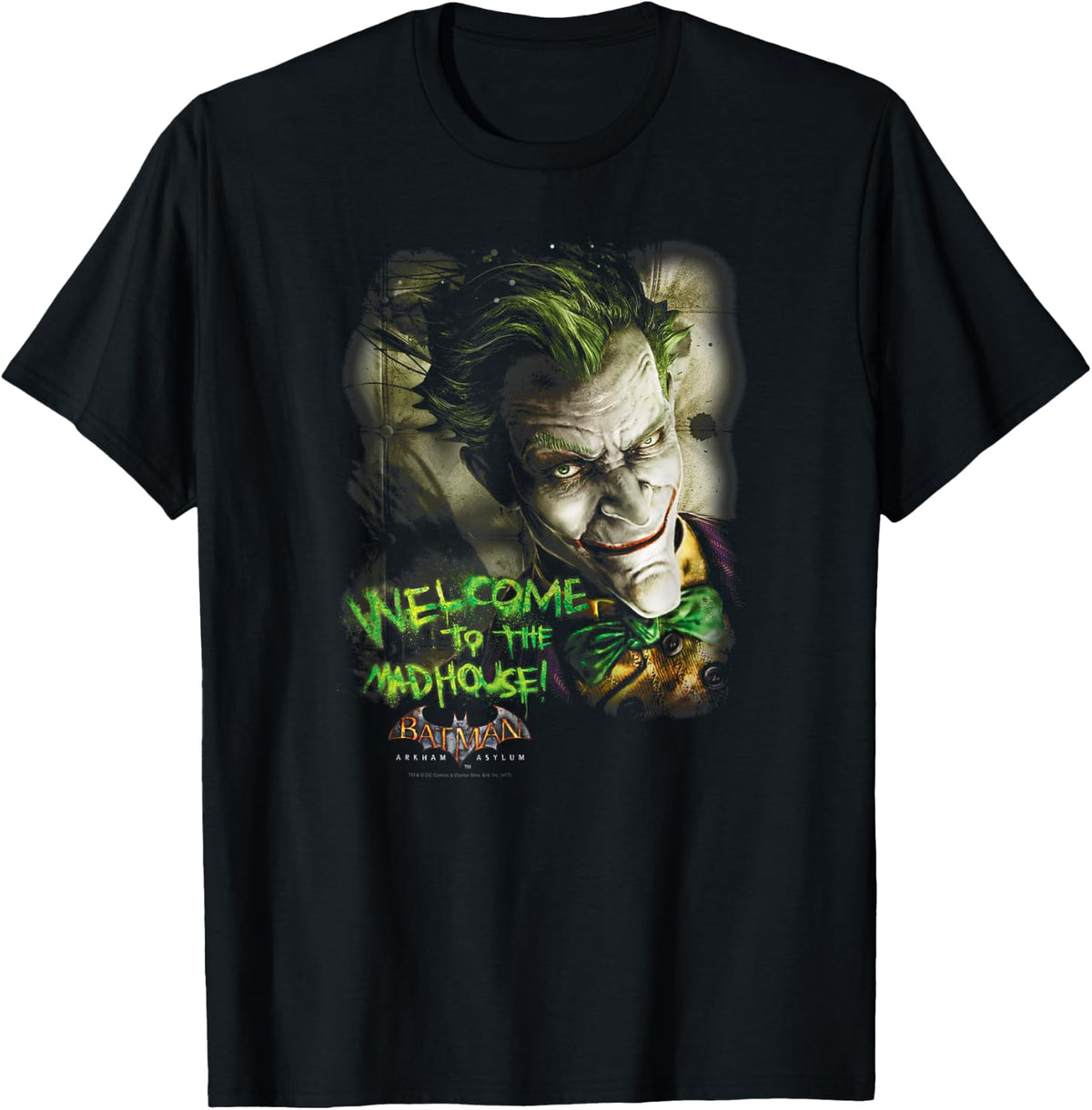 Batman Arkham Asylum Joker Welcome to the Madhouse T Shirt T Shirt Comfort Fit US Top Pick