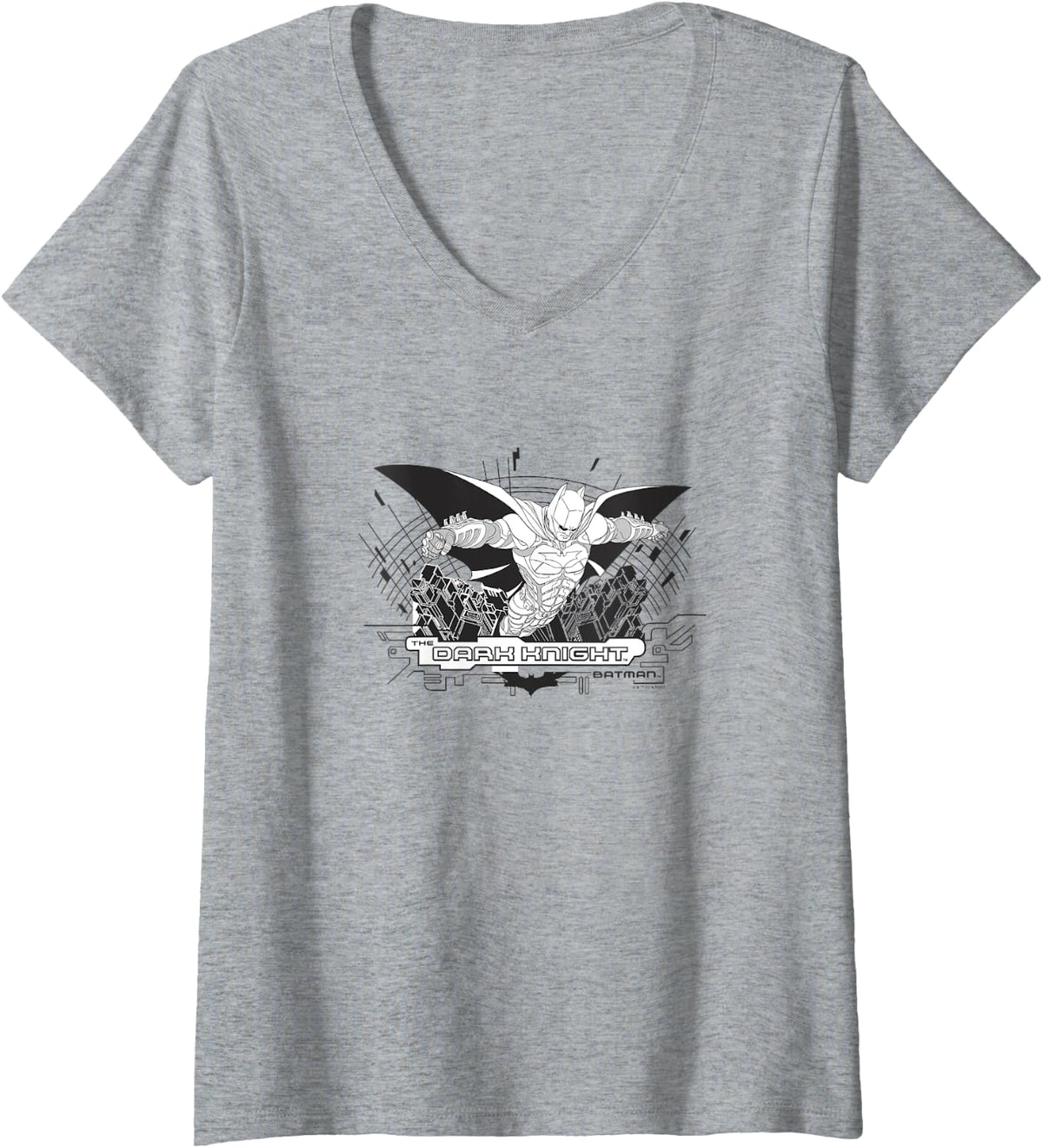 The Dark Knight Batman Falling Into The City Outline Shot V Neck Apparel Comfort Fit Everyday Wear