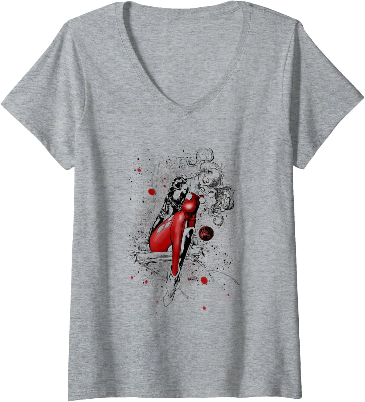 Womens Batman Harley Quinn Sketch V Neck Apparel Streetwear Style Fan Favorite
