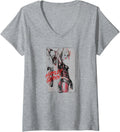 Womens Batman Harley Quinn Ink Wash V Neck Apparel Streetwear Style US Top Pick