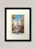 Retro Vintage Paris Poster with Eiffel Tower Travel Poster Framed Art Print