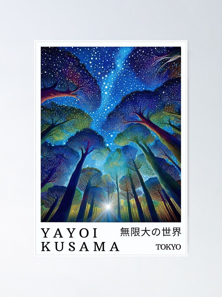 Yayoi Kusama Starry Night Forest Poster Magical Tree Infinite Universe Wall Art Print Tokyo Modern Decor Poster