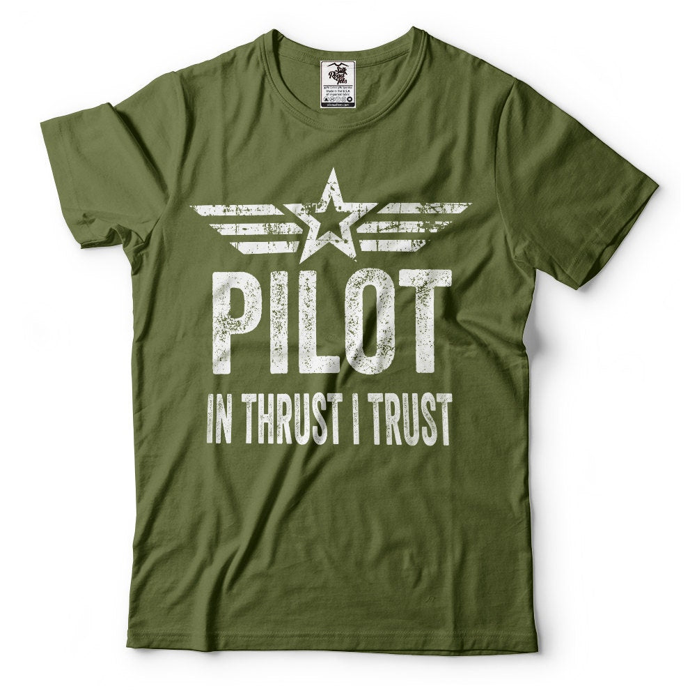 Pilot T shirt Funny Pilot Flight School Instructor Motivational T shirt in Thrust I trust Tee shirt wright brothers Flying Plane T shirt Graphic Tee – Easygoing Wear · Great Gift For Fans