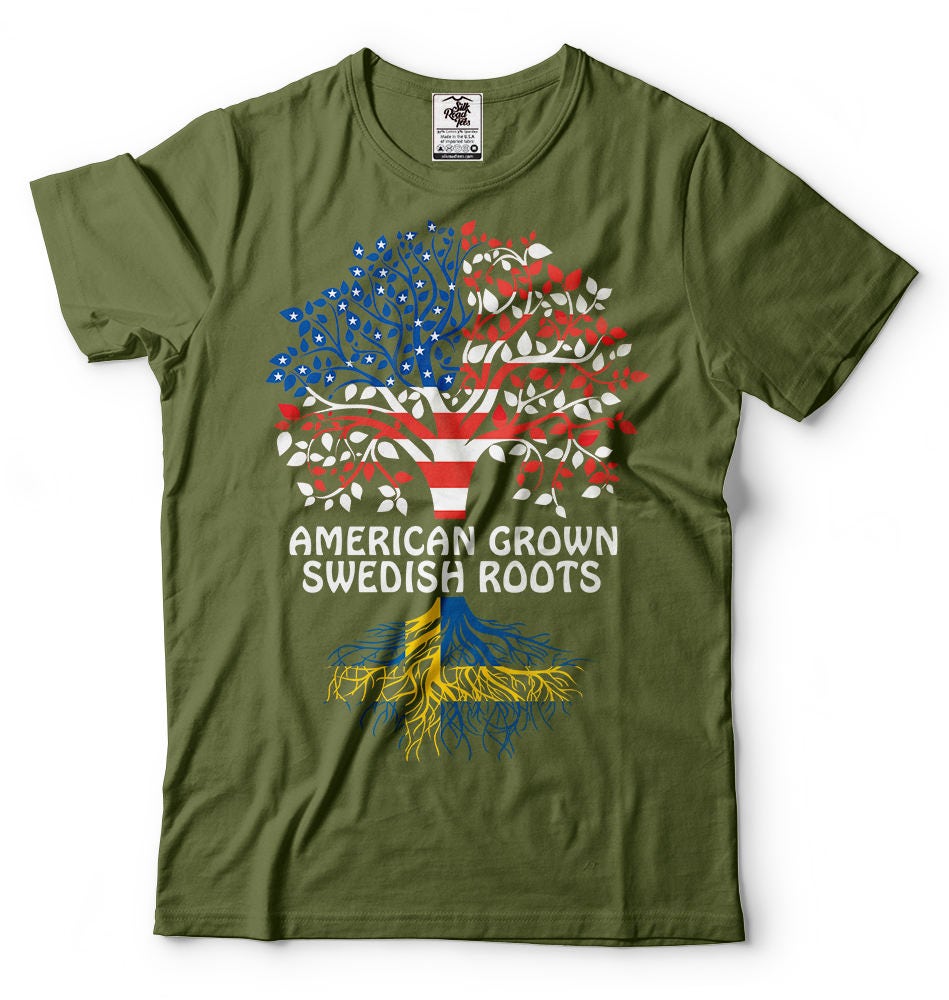 American Grown Swedish Roots T Shirt Sweden Patriotic Tee Shirt Graphic Tee – Cozy Vibes · Must-Have Style