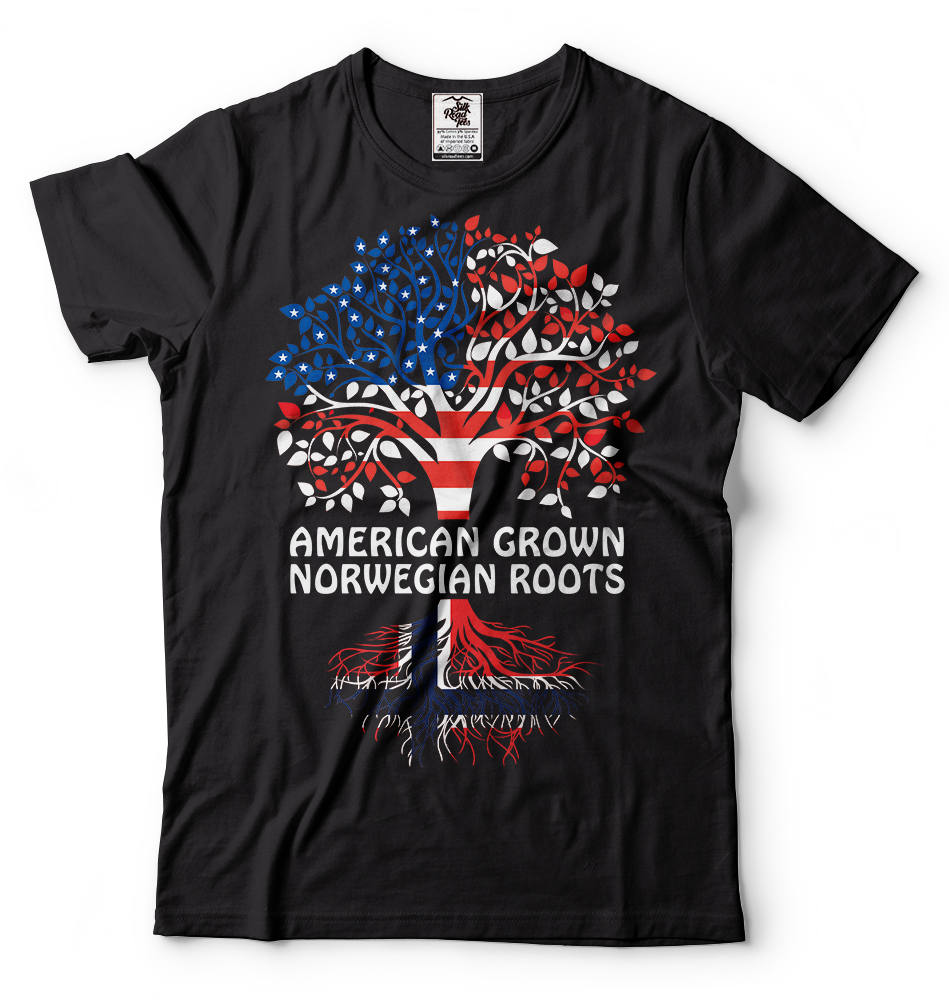 American Grown Norwegian Roots T Shirt Norway Patriotic Tee Shirt Graphic Tee – Bold Style · High-Quality Print