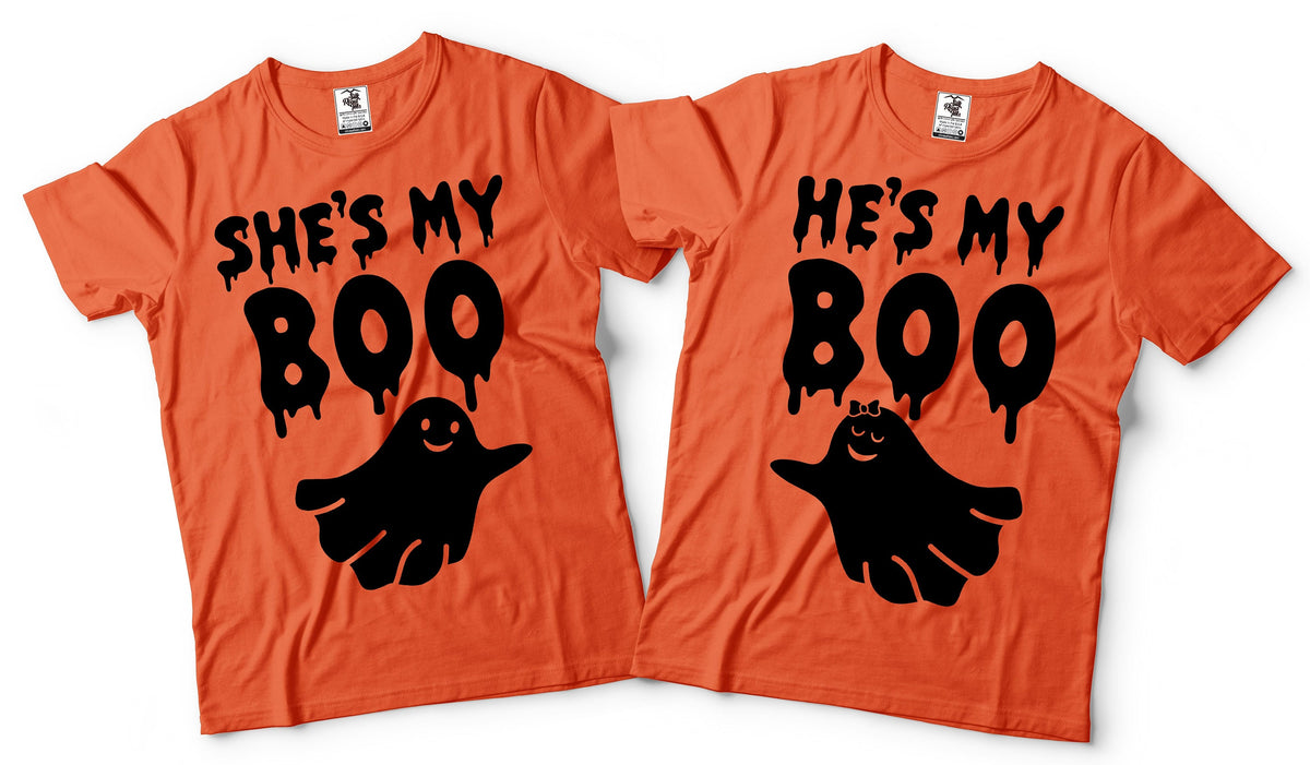 Halloween Couple Shirts Costume Funny Boo Orange Tees for Halloween Graphic Tee – Feel-Good Design · Great Gift For Fans