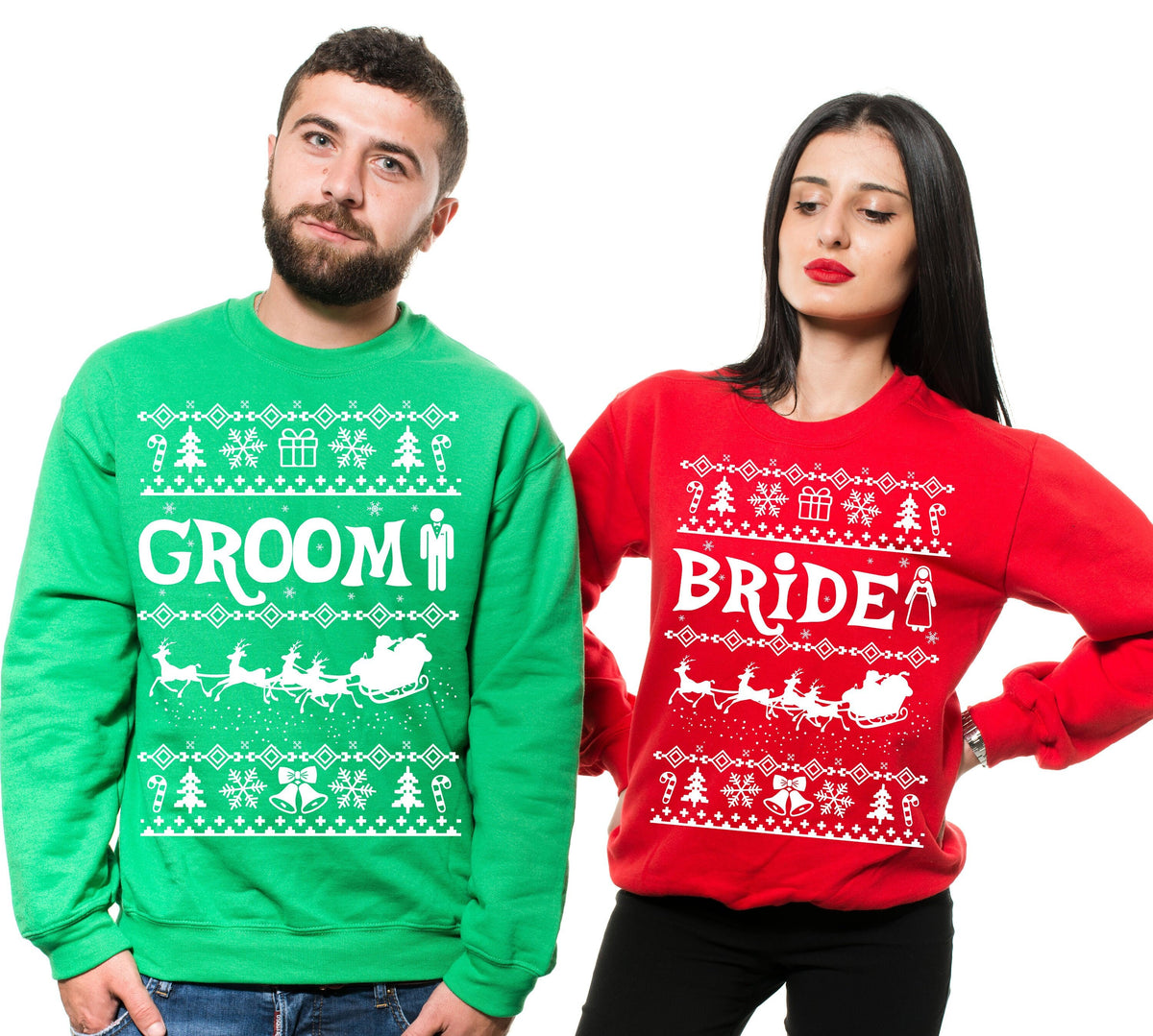 Groom Bride Christmas Engagement Weeding Sweaters men39s Green Fleece Sweatshirt Womens Unisex Red Sweatshirt Sweatshirt – Soft Feel · Trending Graphic Apparel