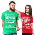 Groom Bride Christmas Shirts Mens Green Womens Red Engagement Wedding Christmas Shirts Graphic Tee – Easygoing Wear · High-Quality Print