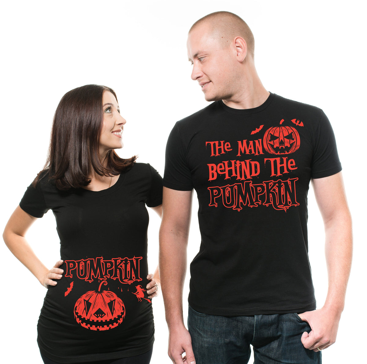 Halloween Couple Pumpkin Pregnancy Maternity Shirts Pregnancy announcement Halloween Matching Shirts Graphic Tee – Bold Style · Trending Graphic Apparel